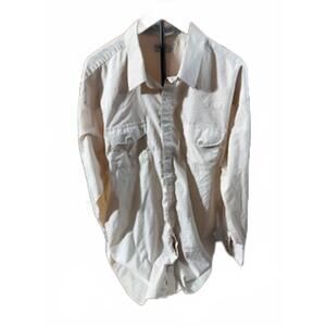 Sheplers Long Sleeve Tall Shirt 18 1/2 x 36 Beige Pearl Snaps‎ Polyester Casual
